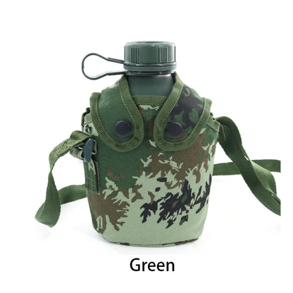 Tactical 1L Outdoor Sports Water Bottle Camping Water Bottle with Pouch Canteen Hiking Survival Drinking Kettle with Bag