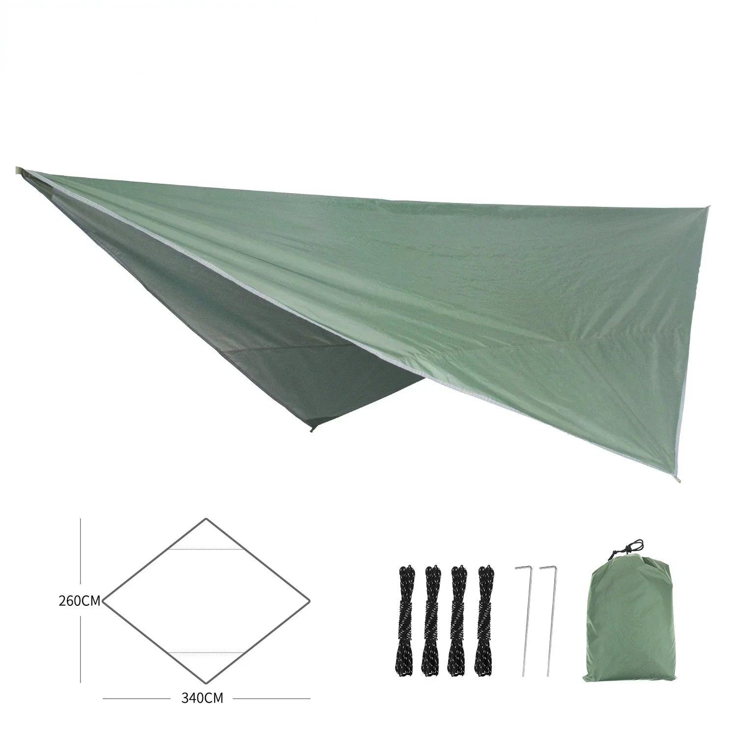 190T Rhombus Waterproof Tarp Tent Shade Outdoor Camping Hammock Rain Fly UV Garden Awning Canopy Sunshade Ultralight 340X260Cm