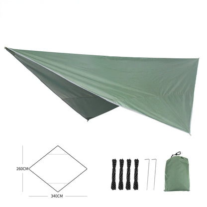 190T Rhombus Waterproof Tarp Tent Shade Outdoor Camping Hammock Rain Fly UV Garden Awning Canopy Sunshade Ultralight 340X260Cm