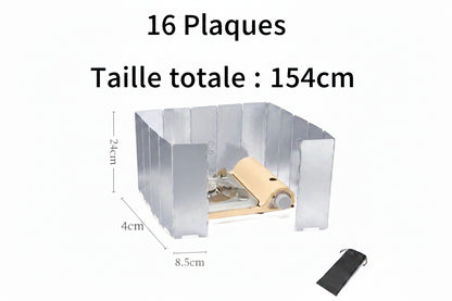 8/10/12/14/16Plates Stove Windscreen Aluminum Alloy Stove Wind Shield with Drawstring Bag for Camping Burner Windproof Screen