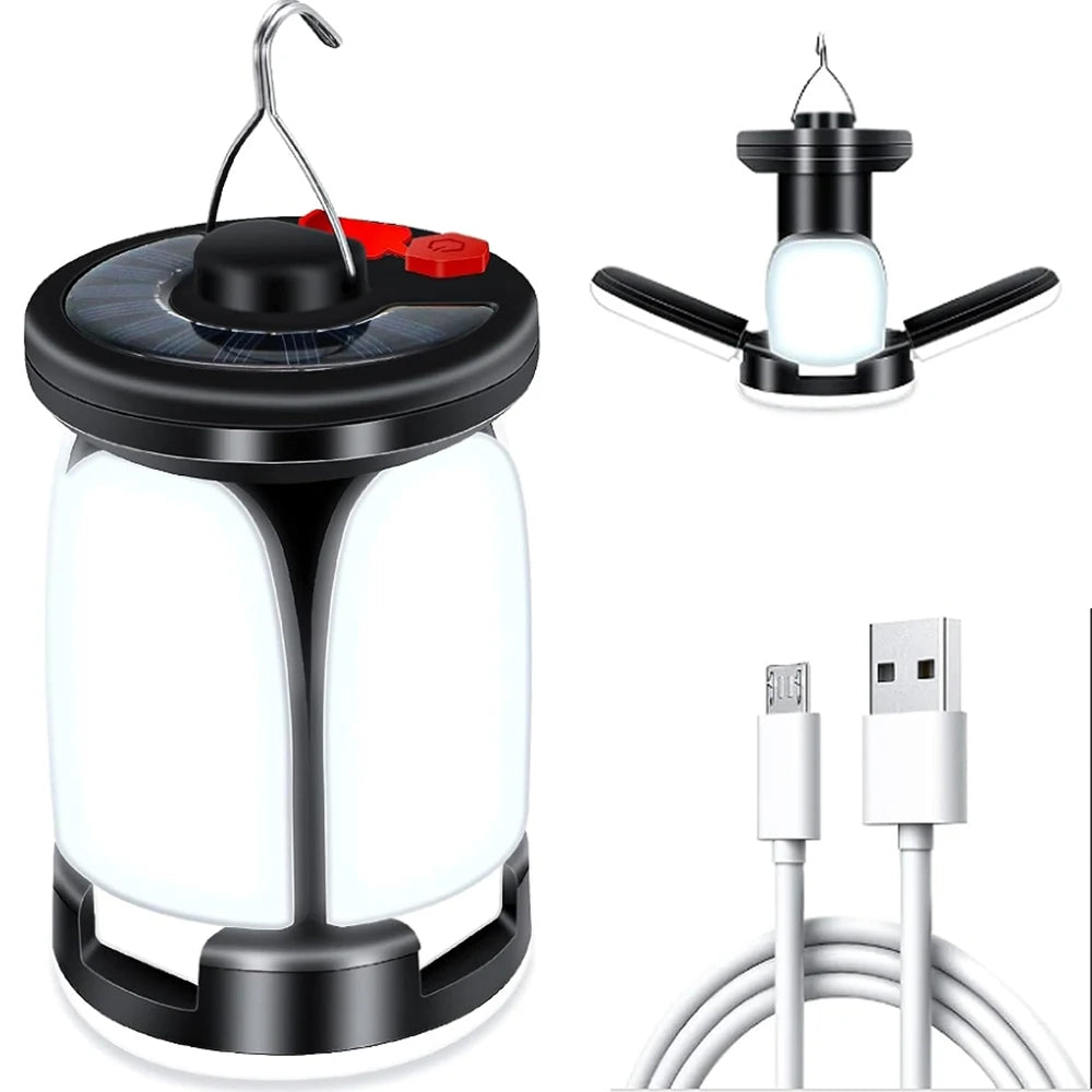 1-5PCS Camping Lantern LED Lamp with 6 Light Modes Ultra Bright LED Tent Lamp USB & Solar Rechargeable Hiking Lights for Fishing